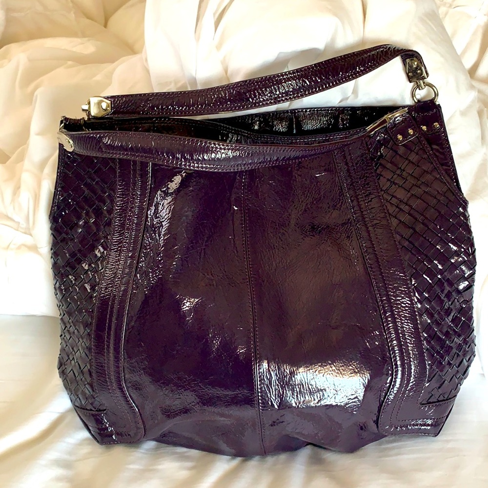 Purple Patent Leather Shoulder Bag
